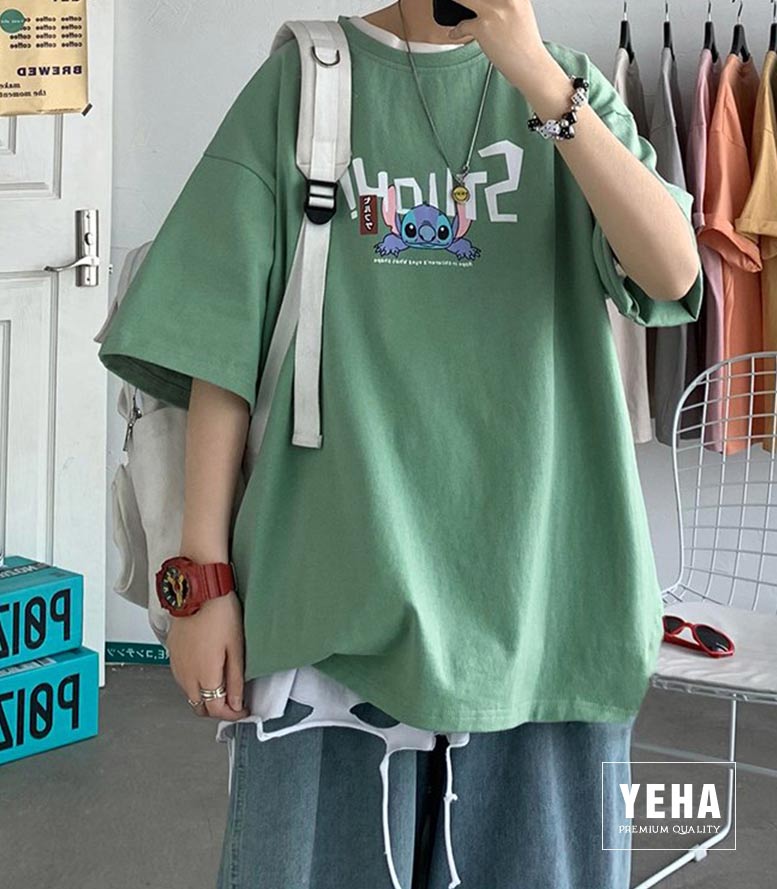 Áo thun unisex form rộng tay lỡ mẫu STICH ĂN MÌ