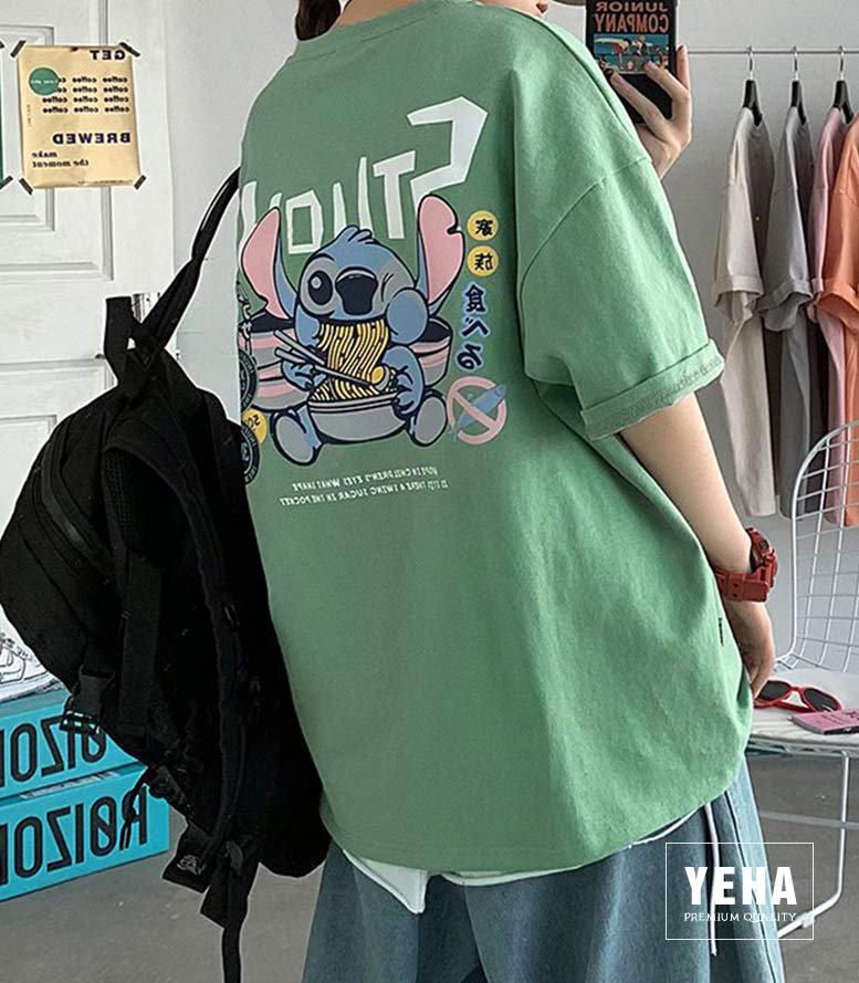 Áo thun unisex form rộng tay lỡ mẫu STICH ĂN MÌ