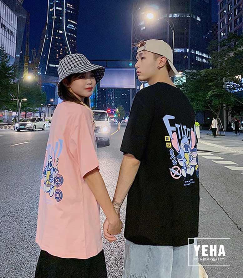 Áo thun unisex form rộng tay lỡ mẫu STICH ĂN MÌ