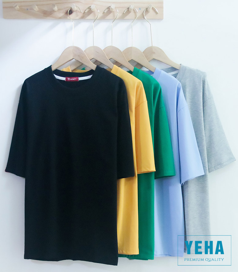 Áo thun unisex form rộng tay lỡ mẫu trơn.
