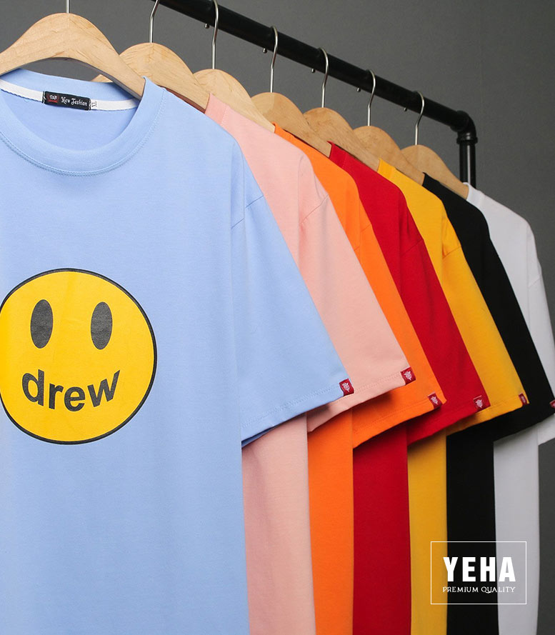Áo thun phông unisex form rộng tay lỡ mãu DREW MẶT CƯỜI