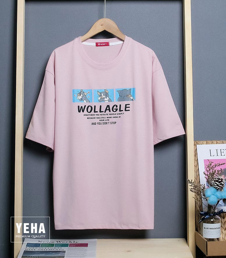 Áo thun phông unisex tay lỡ Mẫu MÈO WOLLAGLE