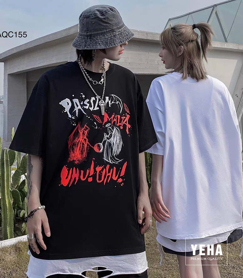 Áo thun unisex form rộng tay lỡ mã AQC155