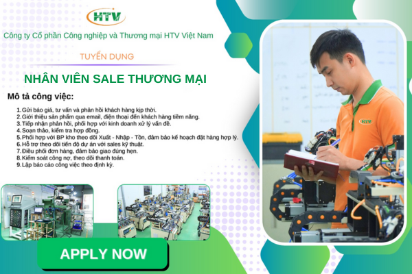 TUYỂN DỤNG NHÂN VIÊN SALES THƯƠNG MẠI