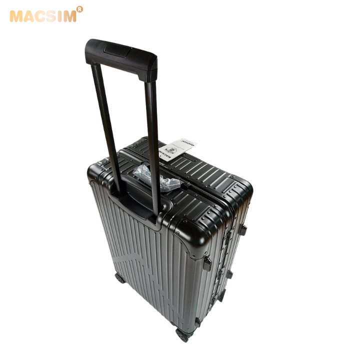 Vali du lịch cao cấp chất liệu hợp kim nhôm nguyên khối MS1104 nhãn hiệu Macsim màu đen cỡ 26 inches