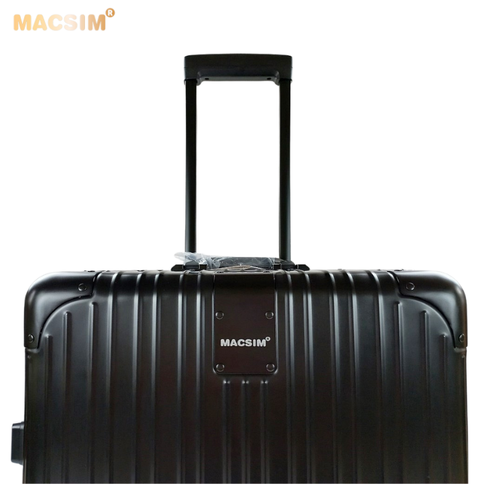 Vali du lịch cao cấp chất liệu hợp kim nhôm nguyên khối MS1104 nhãn hiệu Macsim màu đen cỡ 26 inches