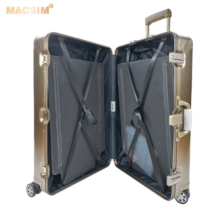 Vali hợp kim nhôm nguyên khối cao cấp  MS1307 nhãn hiệu Macsim màu ti-gold cỡ 28inches