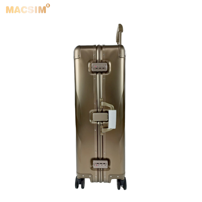 Vali hợp kim nhôm nguyên khối cao cấp  MS1307 nhãn hiệu Macsim màu ti-gold cỡ 28inches