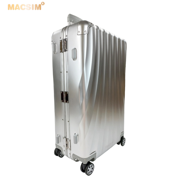 Vali tay kéo thời trang cao cấp chất liệu hợp kim nhôm nguyên khối MS1307 nhãn hiệu Macsim màu Silver cỡ 28inches