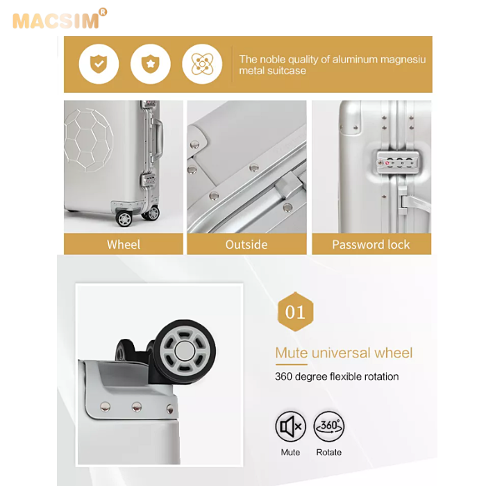 🔻 [XẢ KHO GIÁ SỐC – GIẢM 50%] 🔻 Vali hợp kim nhôm nguyên khối Macsim MS1313 24inches – lỗi cực nhỏ về sơn gần logo