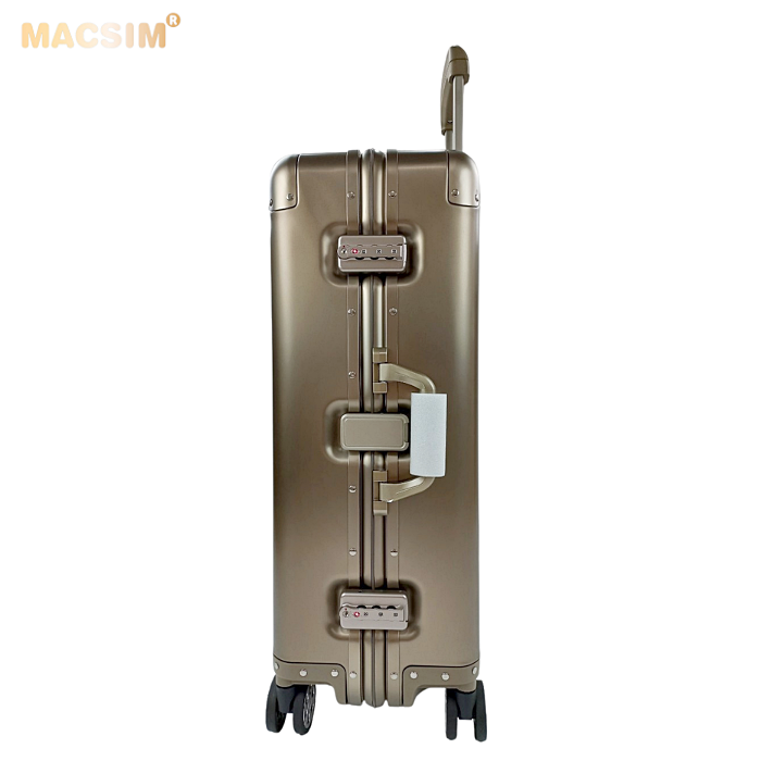 Vali tay kéo cao cấp chất liệu hợp kim nhôm nguyên khối MS1318 Macsim màu ti-gold cỡ 24inches