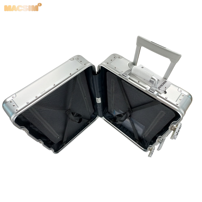 Vali cao cấp chất liệu hợp kim nhôm nguyên khối MS1318 Macsim màu bạc cỡ 24inches