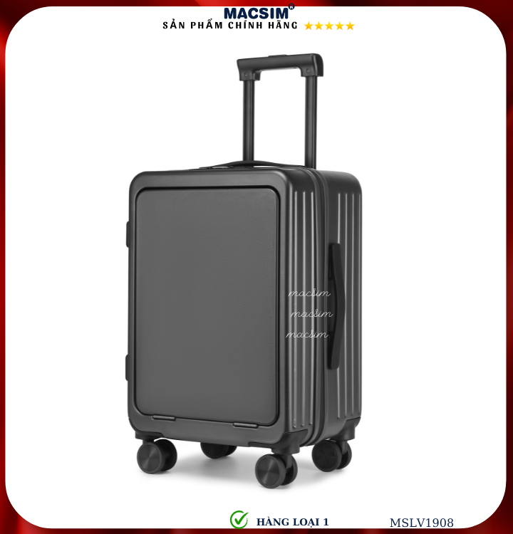 Vali cao cấp Macsim SMLV1355a cỡ 20 inch màu ghi- Hàng loại 1