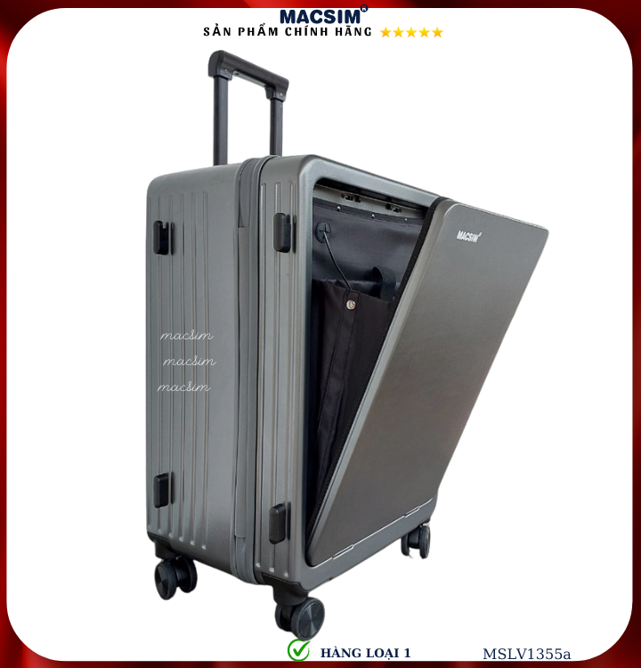 Vali cao cấp Macsim SMLV1355a cỡ 26 inch màu ghi- Hàng loại 1