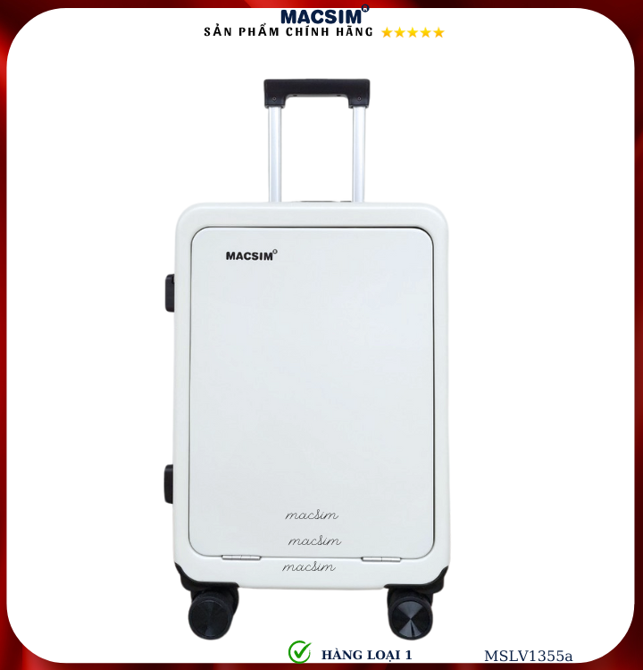 Vali cao cấp Macsim SMLV1355a cỡ 20 inch màu trắng - Hàng loại 1