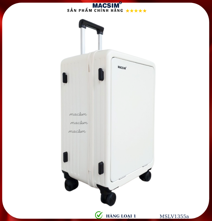 Vali cao cấp Macsim SMLV1355a cỡ 26 inch màu trắng- Hàng loại 1
