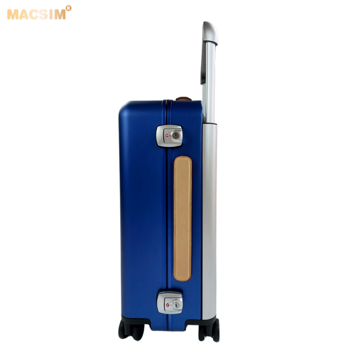 Vali tay kéo cao cấp chất liệu hợp kim nhôm nguyên khối MS1403 nhãn hiệu Macsim màu xanh Blue