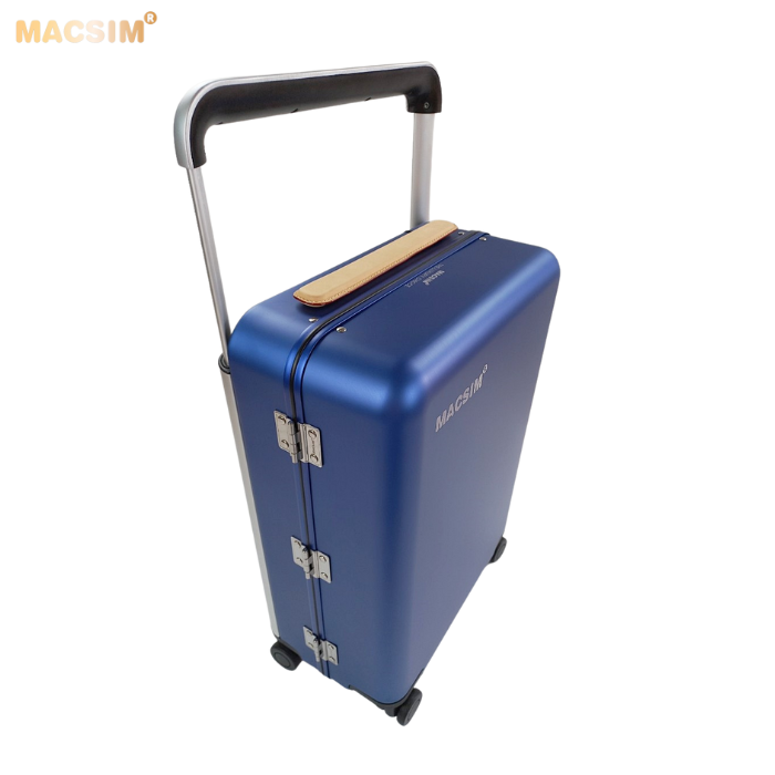 Vali tay kéo cao cấp chất liệu hợp kim nhôm nguyên khối MS1403 nhãn hiệu Macsim màu xanh Blue