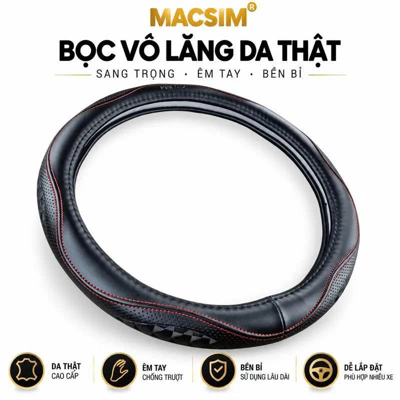 Bọc vô lăng ô tô da Napan lõi silicon mã L38TL size 39