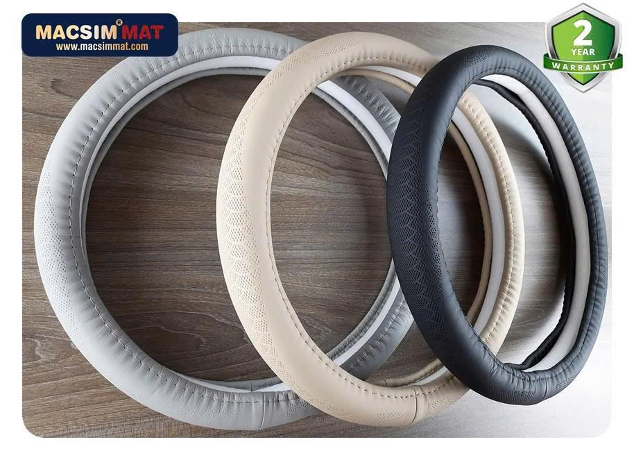 Bọc Vô Lăng Ô Tô Hyundai Grand i10 MACSIM – 8912 – Da thật màu ghi. lõi silicon
