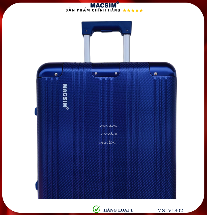Vali hợp kim nhôm cao cấp Macsim MSLV1802 cỡ 20 inches màu xanh blue hàng loại 1
