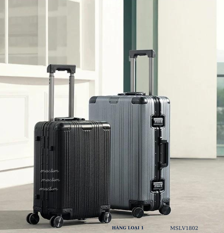 Vali hợp kim nhôm cao cấp Macsim MSLV1802 cỡ 20 inches màu đen hàng loại 1