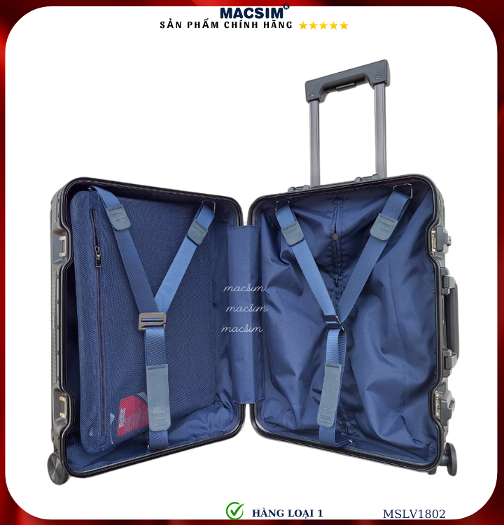 Vali hợp kim nhôm cao cấp Macsim MSLV1802 cỡ 20 inches màu xám/ ghi hàng loại 1