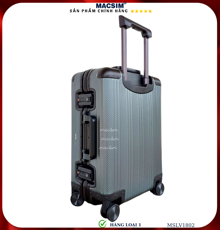 Vali hợp kim nhôm cao cấp Macsim MSLV1802 cỡ 20 inches màu xám/ ghi hàng loại 1
