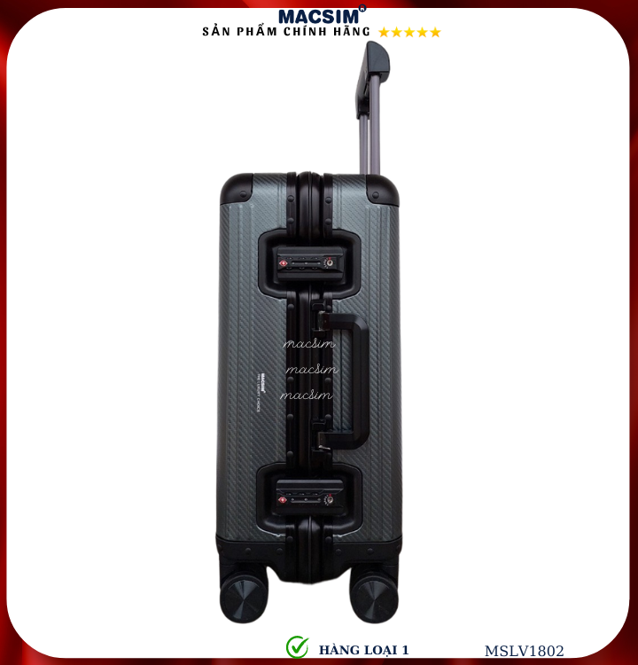 Vali hợp kim nhôm cao cấp Macsim MSLV1802 cỡ 20 inches màu xám/ ghi hàng loại 1