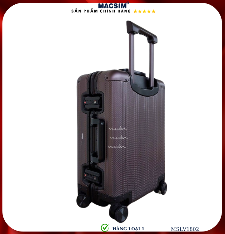 Vali hợp kim nhôm cao cấp Macsim MSLV1802 cỡ 20 inches màu gun hàng loại 1