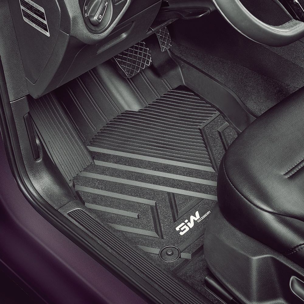 Thảm lót sàn xe ô tô  VOLKSWAGEN POLO 2010-2018 Nhãn hiệu Macsim 3W chất liệu nhựa TPE đúc khuôn cao cấp - màu đen