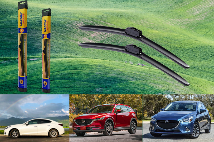 Combo cần gạt nước mưa ô tô Nano Silicon Macsim cho xe Mazda CX-3 2017-2018, CX-5 2018, CX-8 2018