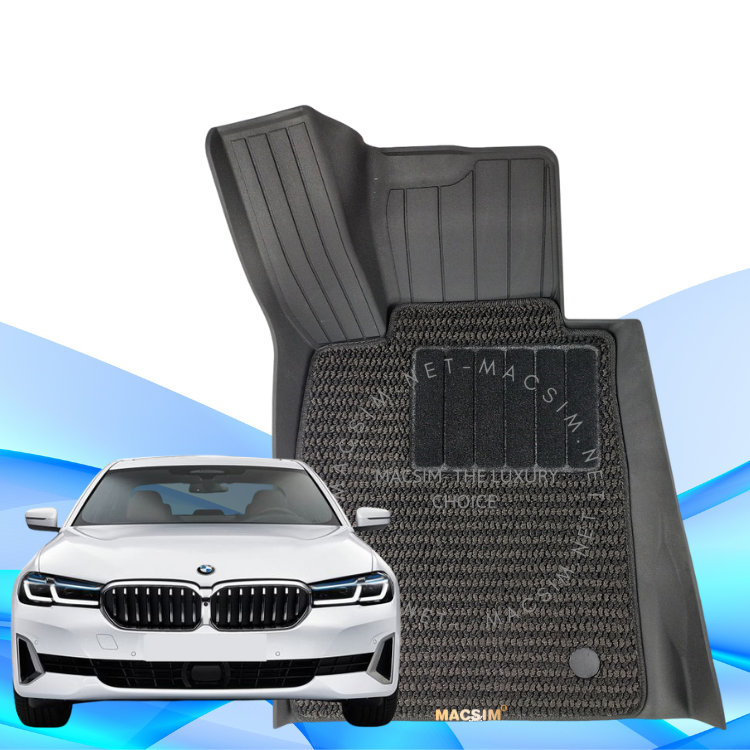 Thảm lót sàn xe ô tô  2 lớp cao cấp BMW 5 series 520i/528i/530i 2016- đến nay nhãn hiệu Macsim 3W - chất liệu nhựa TPE đúc khuôn cao cấp - màu đen