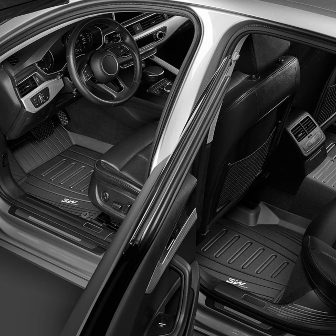 Thảm lót sàn xe ô tô  Audi A3 2021 Nhãn hiệu Macsim 3W chất liệu nhựa TPE đúc khuôn cao cấp - màu đen