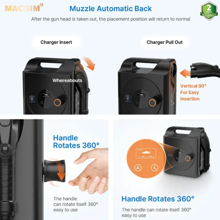 Sạc ô tô điện MG 4 Electric ev - Sạc di động cao cấp 3,68KW (6-16A) chính hãng Macsim