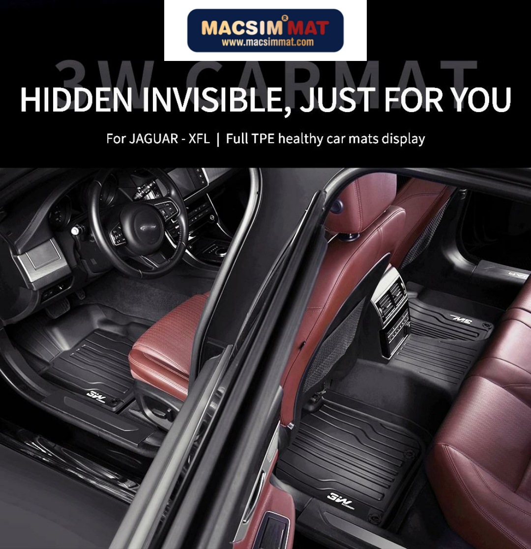Thảm lót sàn xe ô tô  JAGUAR XFL 2013- đến nay Nhãn hiệu Macsim 3W chất liệu nhựa TPE đúc khuôn cao cấp - màu đen