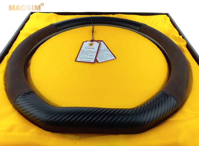 Bọc vô lăng cao cấp Macsim mã 8771Dcut màu coffee + cacbon