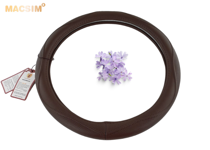 Bọc vô lăng cao cấp Macsim mã 8892 màu coffee - chất liệu da thật - Khâu tay 100% size M phù hợp các loại xe