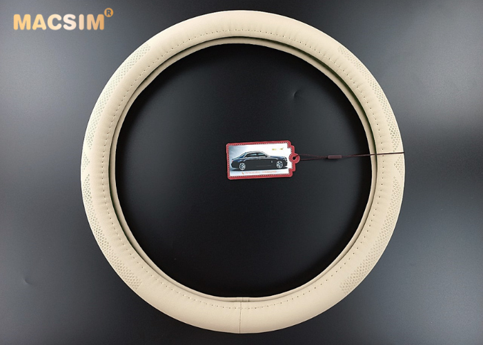 Bọc vô lăng cao cấp Macsim 8933 màu be chất liệu da thật - Khâu tay 100% size M