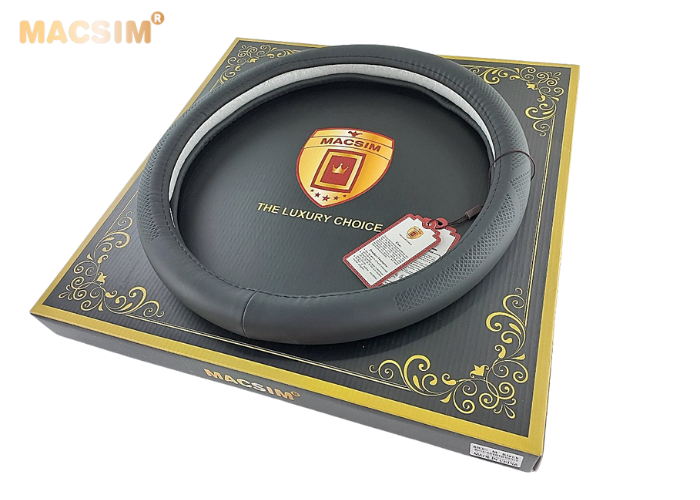 Bọc vô lăng cao cấp Macsim 8933 màu đen chất liệu da thật - Khâu tay 100% size M