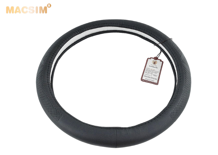 Bọc vô lăng cao cấp Macsim 8933 màu đen chất liệu da thật - Khâu tay 100% size M