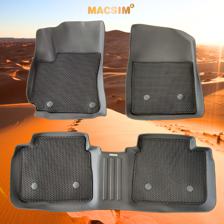 Thảm sd3 2 lớp dạng lưới lục giác Corolla Altis 2016 - 2021 màu đen bề mặt cao su siêu sạch nhãn hiệu Macsim