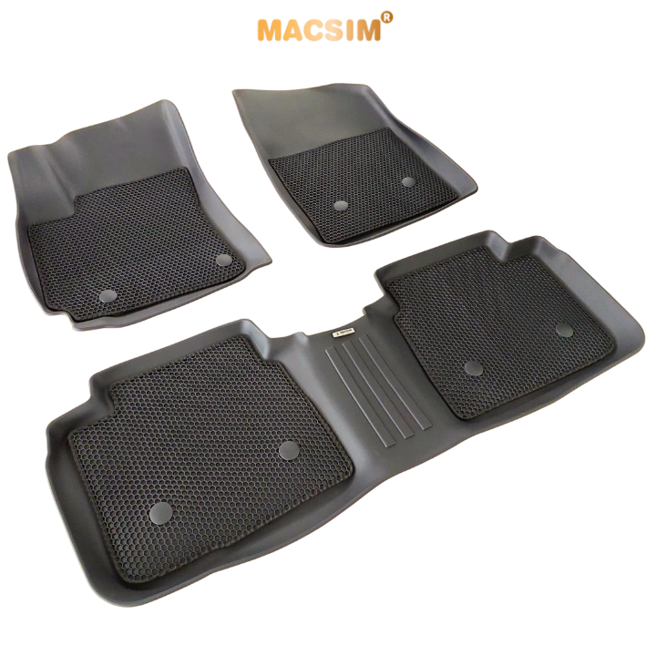Thảm sd3 2 lớp dạng lưới lục giác Corolla Altis 2016 - 2021 màu đen bề mặt cao su siêu sạch nhãn hiệu Macsim
