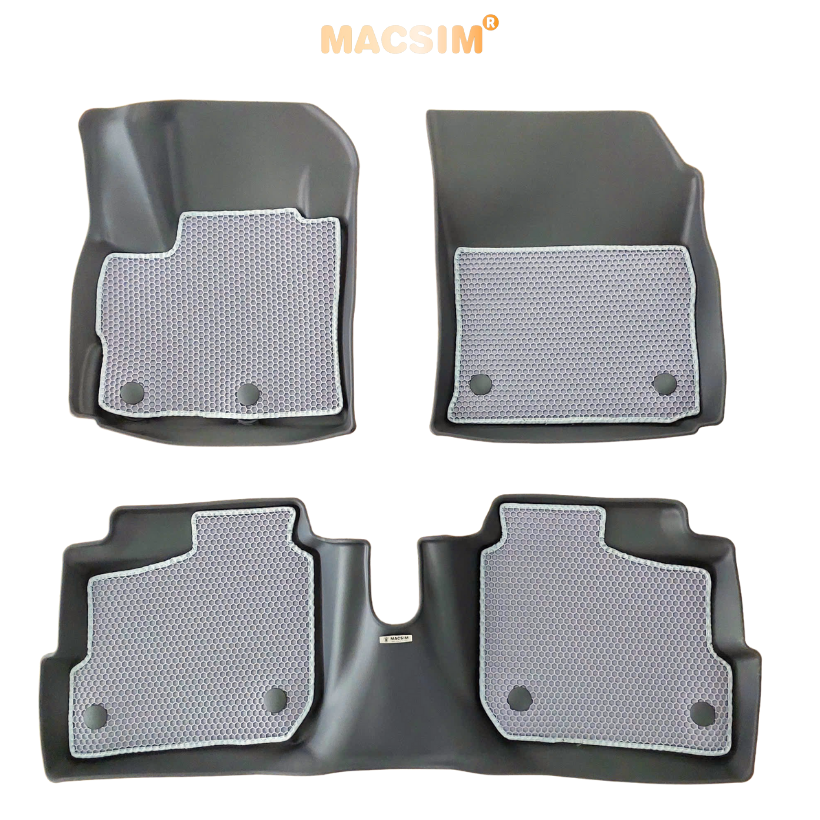 Thảm sd3 dạng lưới lục giác 2 lớp Mitsubishi Mirage (màu ghi)  bề mặt cao su siêu sạch nhãn hiệu Macsim