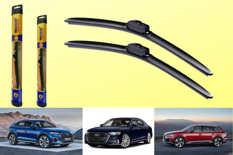Combo cần gạt nước mưa ô tô Nano Silicon Macsim cho xe Audi  RS3 2017+, RS4 2018,  R8 2007-2014, R8 2017+