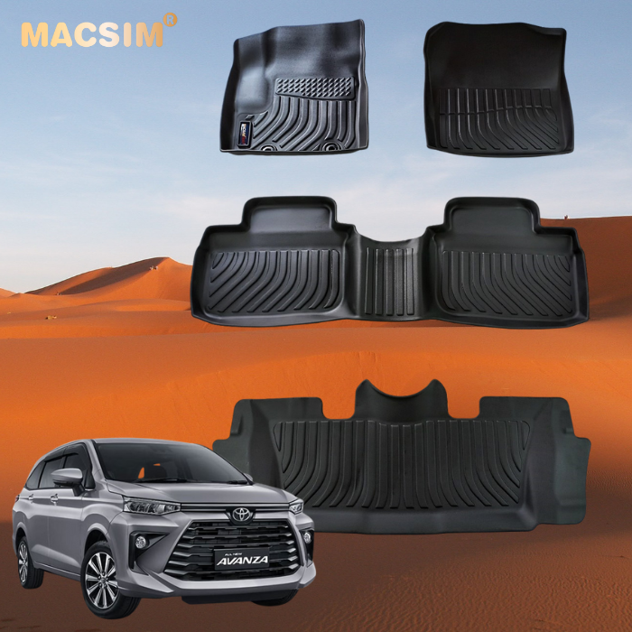 Thảm lót sàn xe ô tô Toyota Veloz/ Avanza 2022 Nhãn hiệu Macsim chất liệu nhựa TPE cao cấp màu đen