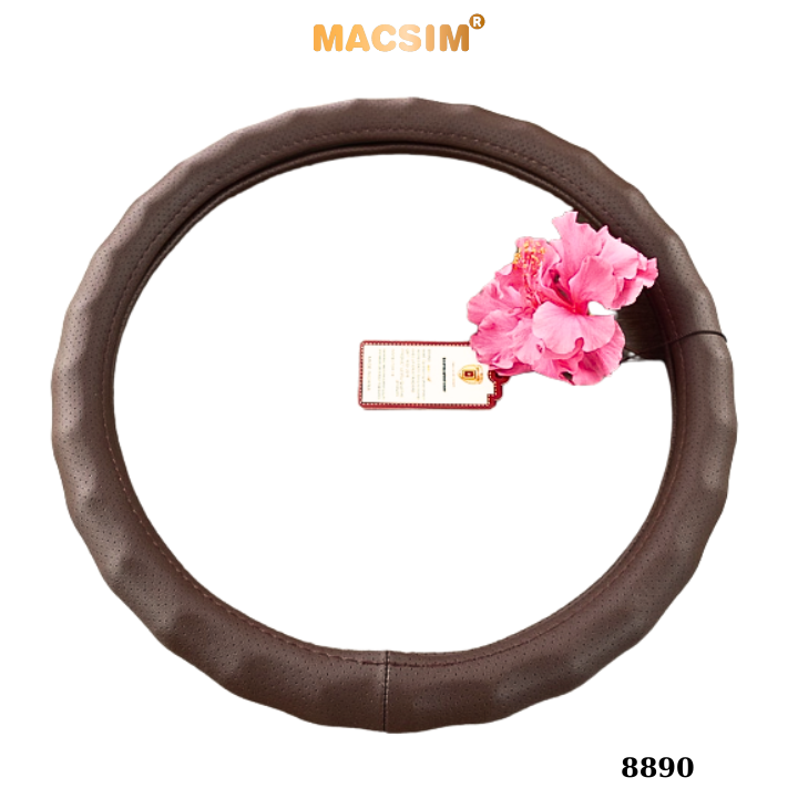 Bọc vô lăng cao cấp Macsim mã 8890 màu coffee - Chất liệu da thật 100%, khâu tay thủ công size M