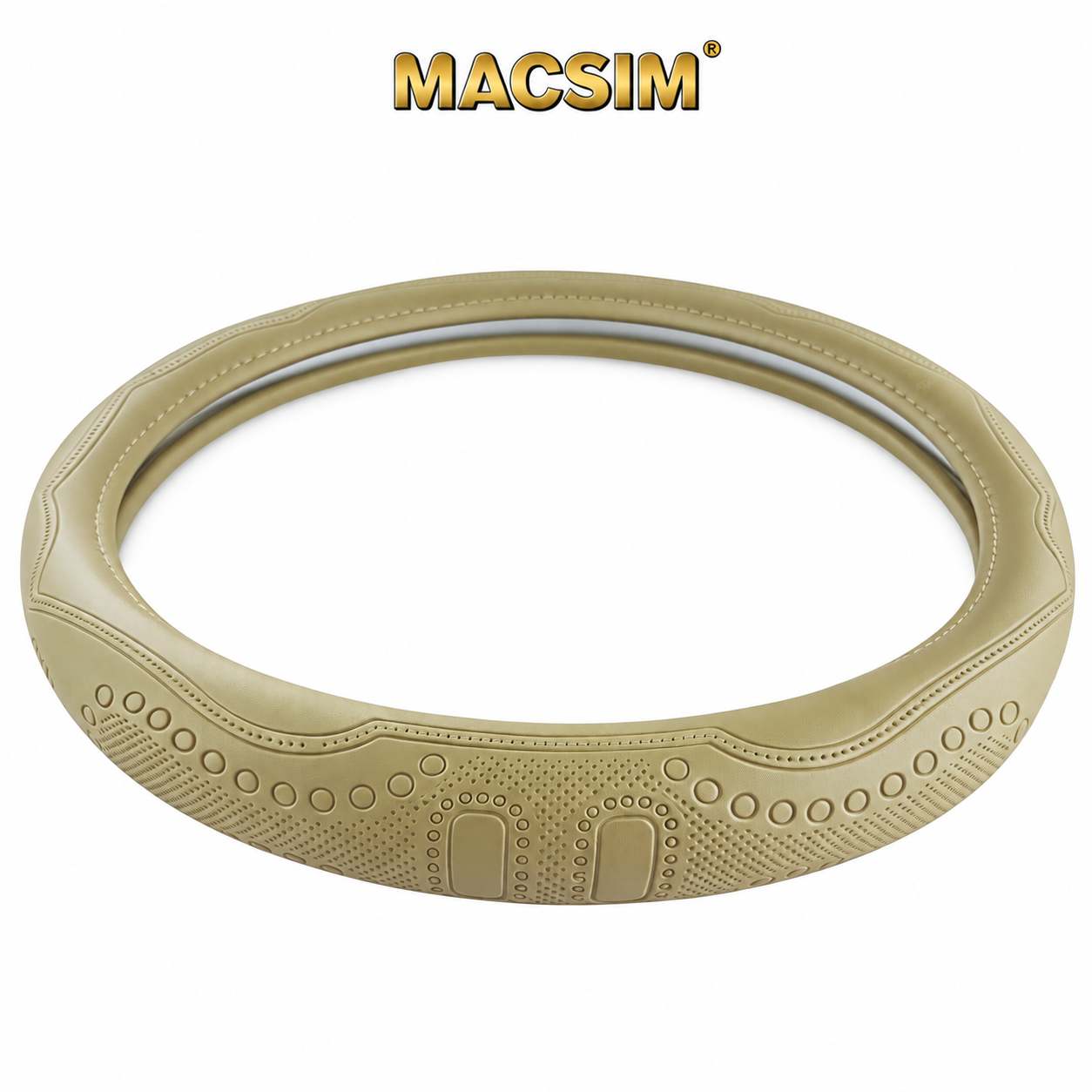 Bọc Vô Lăng Ô Tô Isuzu D-Max MACSIM – L611 – Da thật màu be. lõi silicon