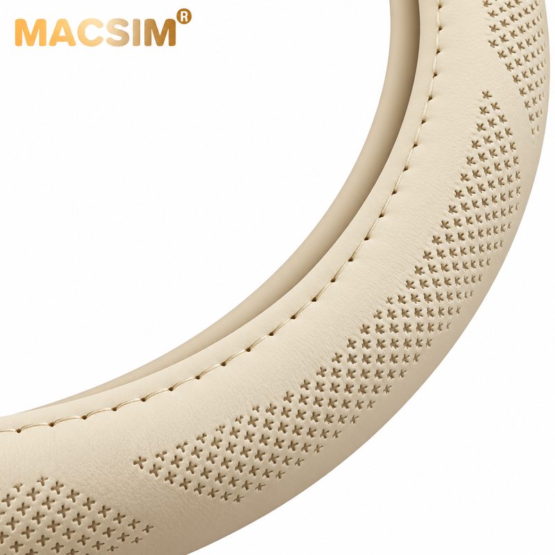 Bọc vô lăng ô tô da napan lõi silicon mã 8933 màu be