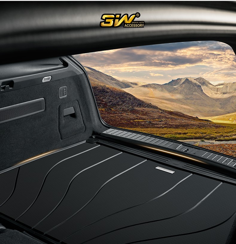 Thảm lót cốp xe ô tô Porsche Macan 2014+ nhãn hiệu Macsim 3W chất liệu TPE cao cấp màu đen